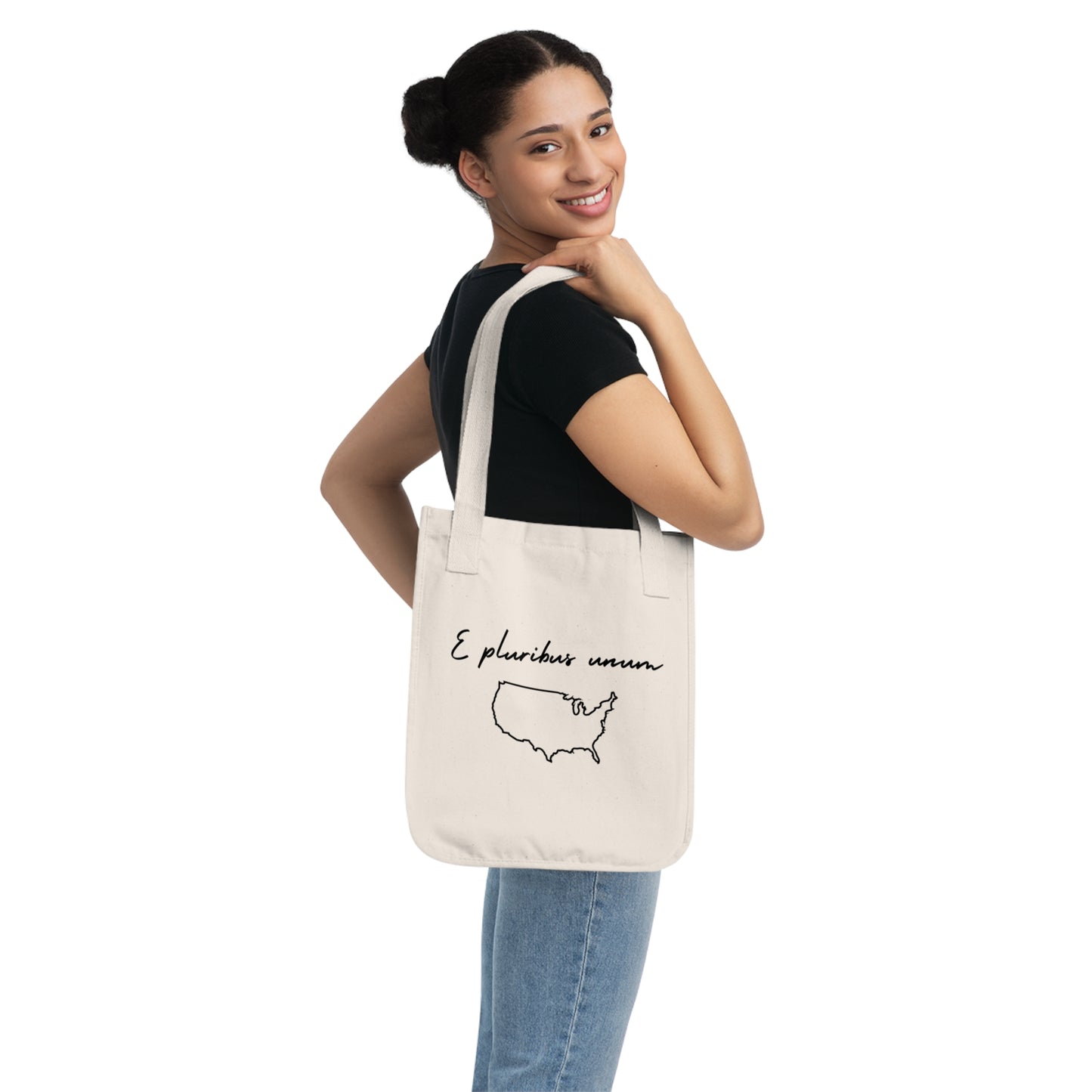 E Pluribus Unum Latin Motto Eco-Friendly Canvas Bag - Organic Tote Bag