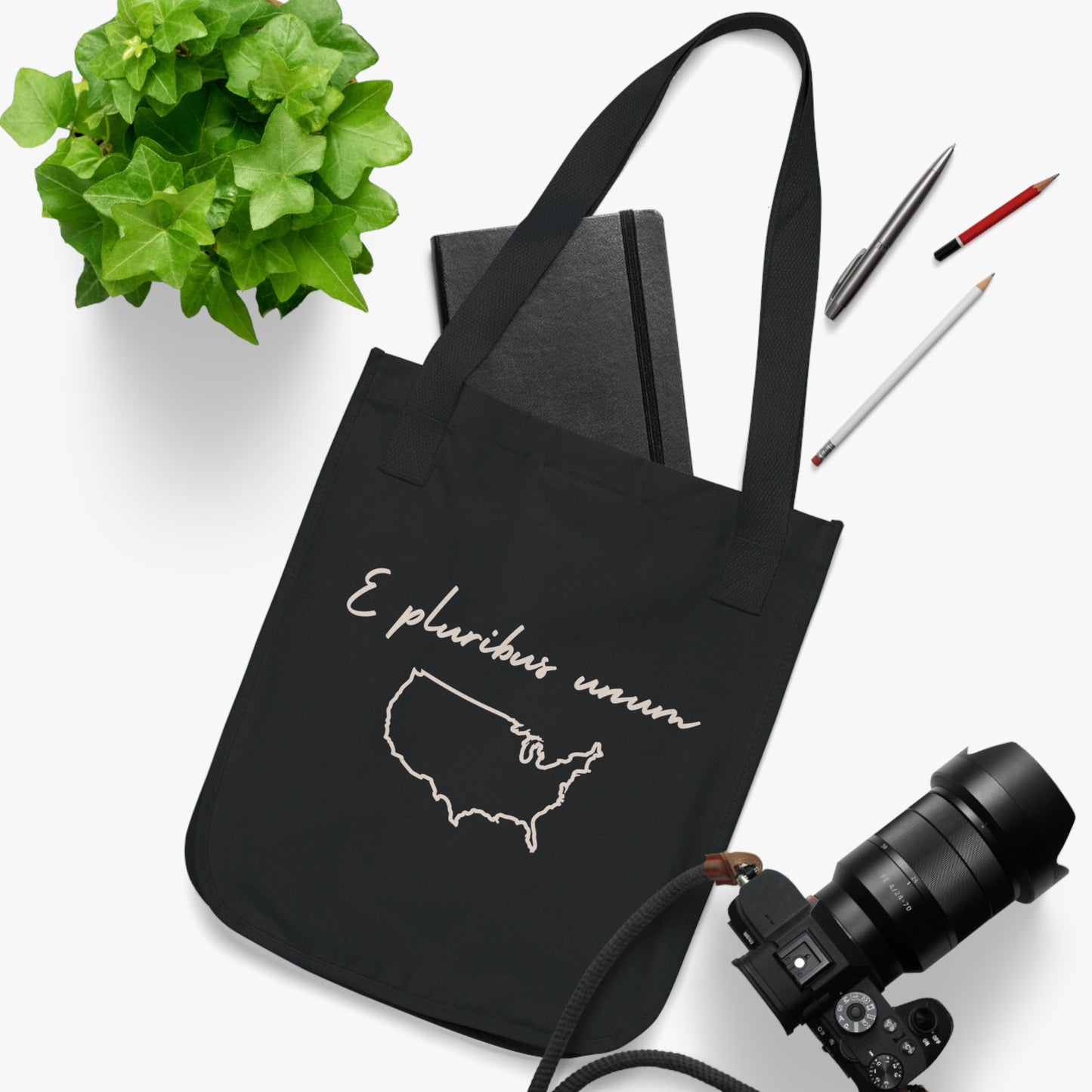 E Pluribus Unum Latin Motto Eco-Friendly Canvas Bag - Organic Tote Bag