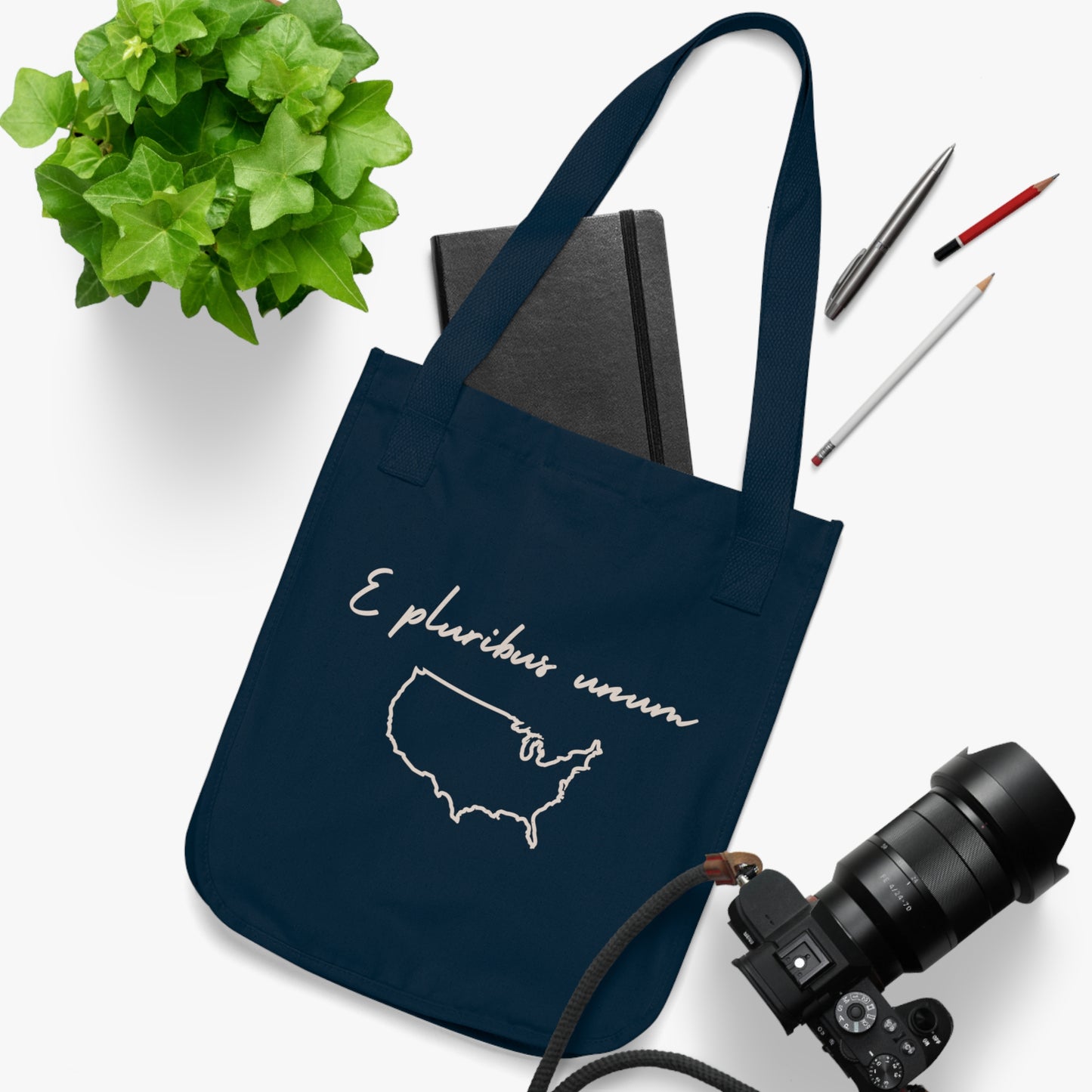 E Pluribus Unum Latin Motto Eco-Friendly Canvas Bag - Organic Tote Bag