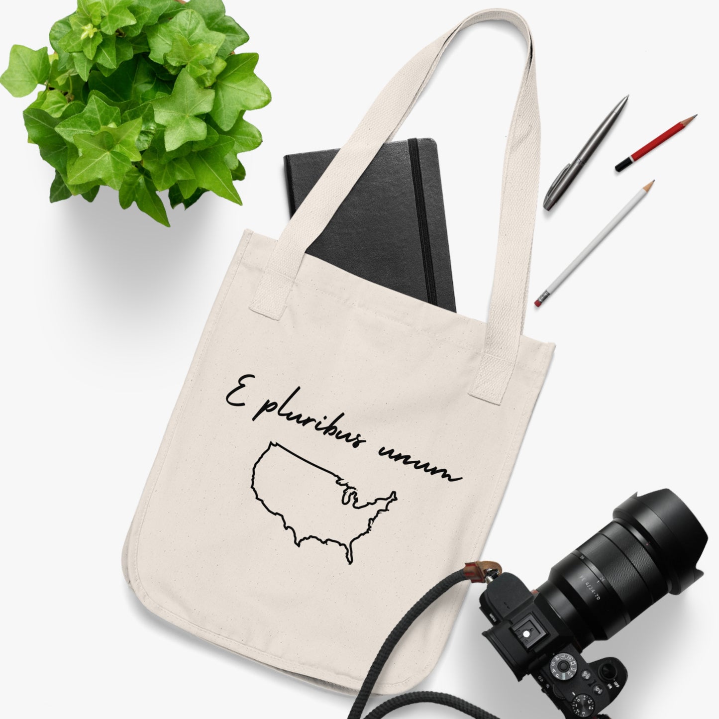 E Pluribus Unum Latin Motto Eco-Friendly Canvas Bag - Organic Tote Bag