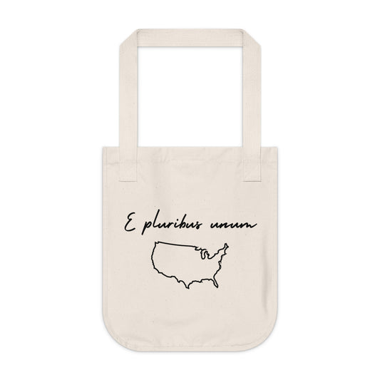 E Pluribus Unum Latin Motto Eco-Friendly Canvas Bag - Organic Tote Bag