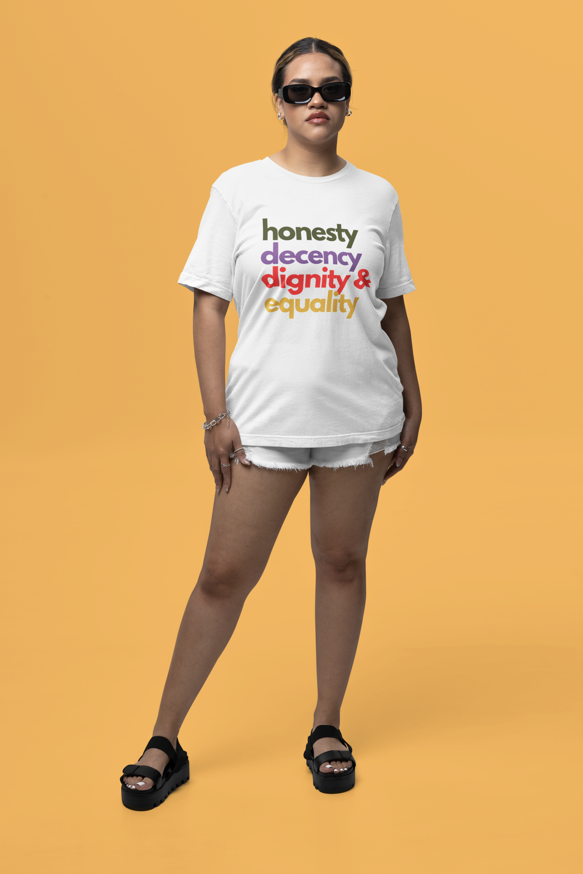 honesty decency dignity equality democractic values organic cotton t-shirt